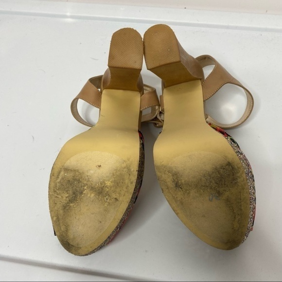 Steve Madden Jillyy Floral Glitter Wood Platforms Size 9 - Picture 5 of 6